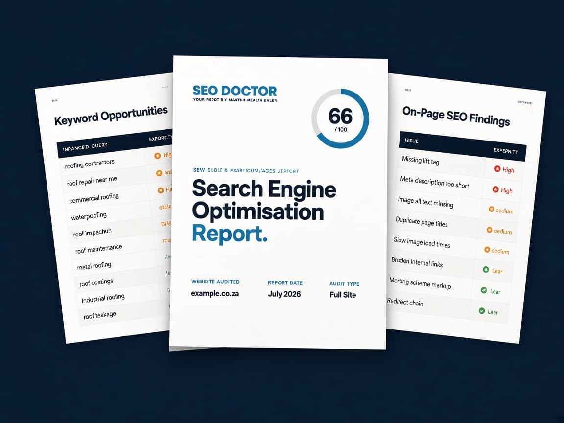 Sample SEO Doctor report pages